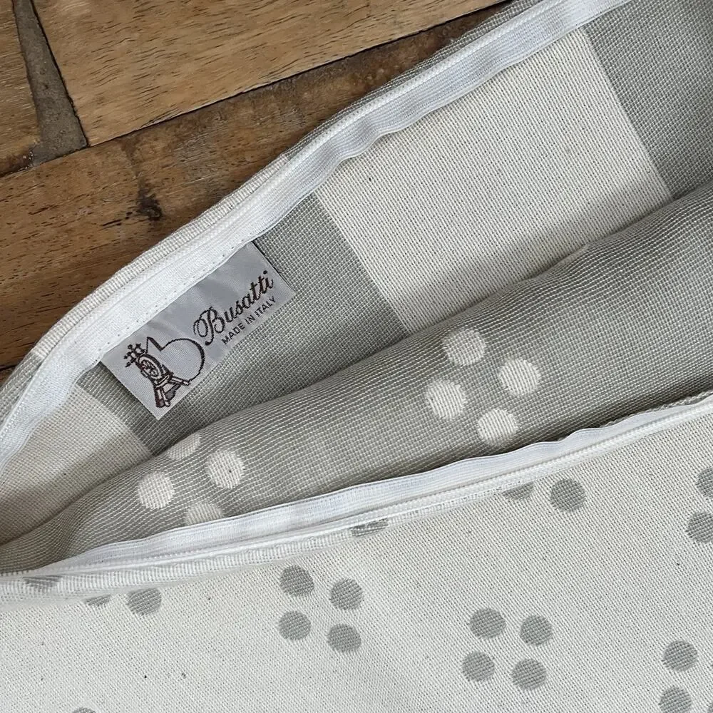 Busatti Cotton Square Pillow Covers (2) Gray & Ivory Striped/Dot Pattern Zipper